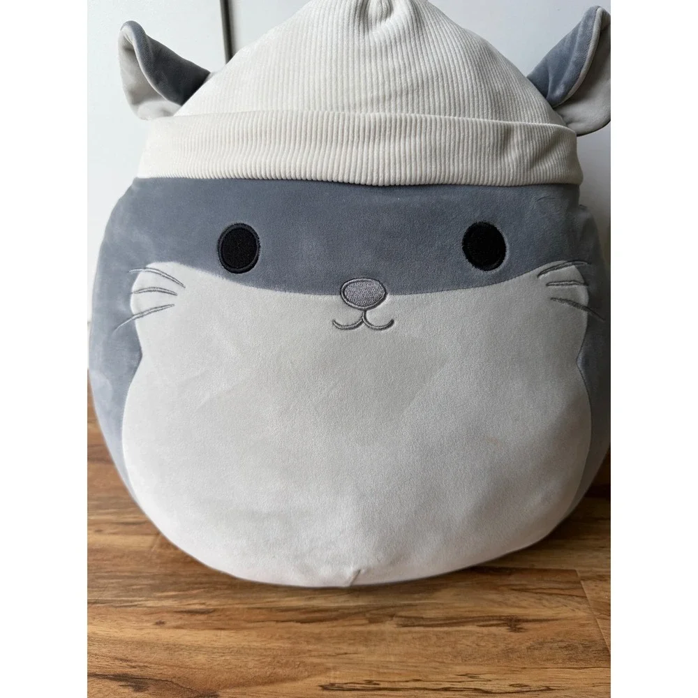 Squishmallows Miper the Chinchilla 16 Inch Gray Plush with Beanie Hat